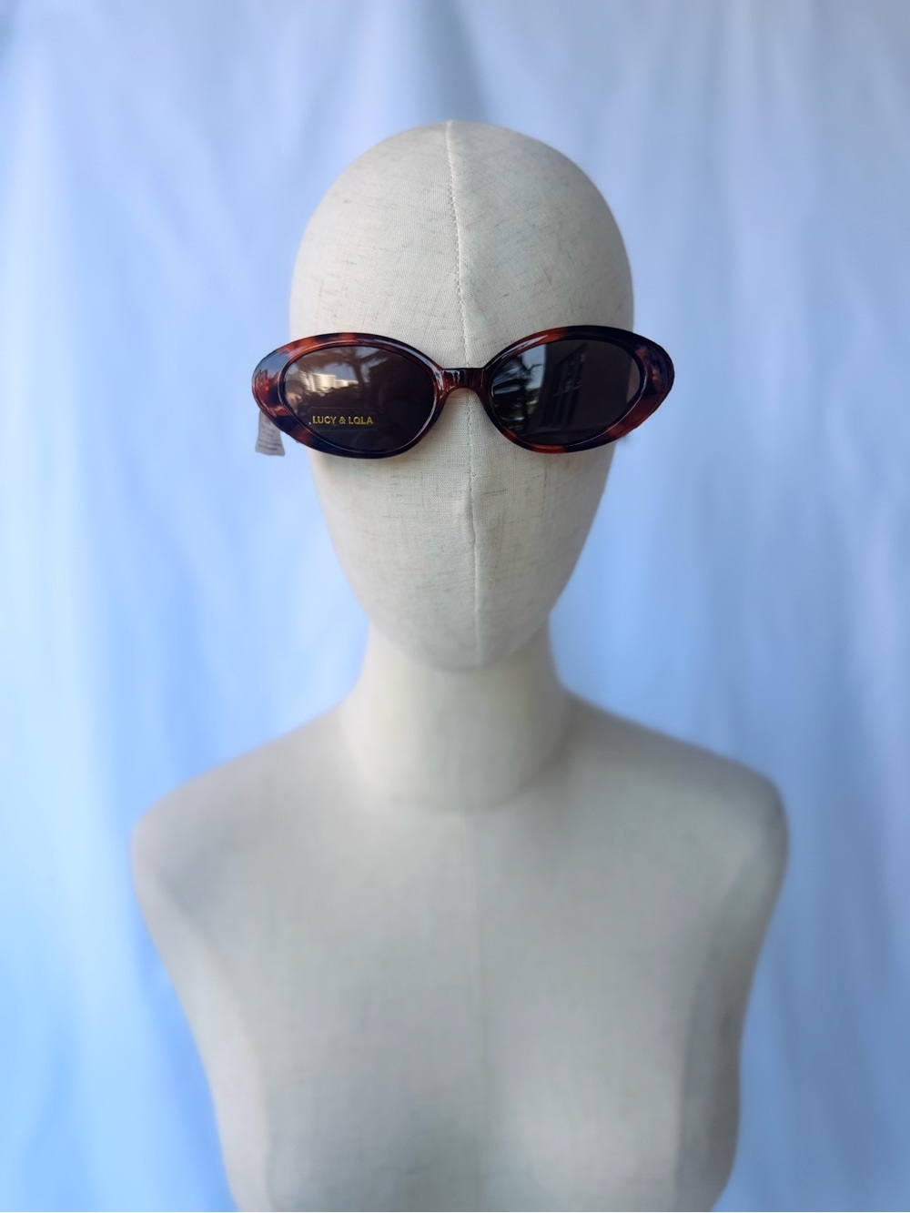 Lucy & Lola Oval Tortoiseshell Sunglasses – Retro Slim Frame | Brown Lens - Picture 2 of 4